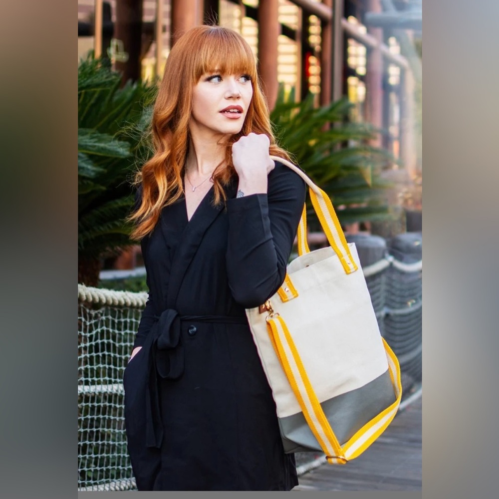 Dipped Tote with Yellow Strap